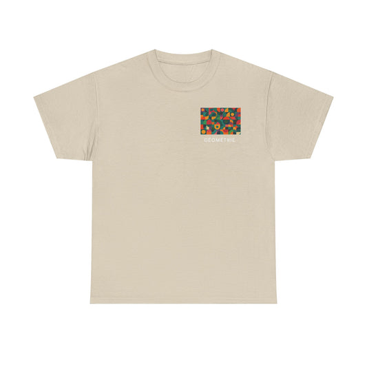 Colorful Geometric Print Unisex Heavy Cotton Tee, Comfortable Graphic T-Shirt, Casual Wear, Gift for Art Lovers, Everyday Style