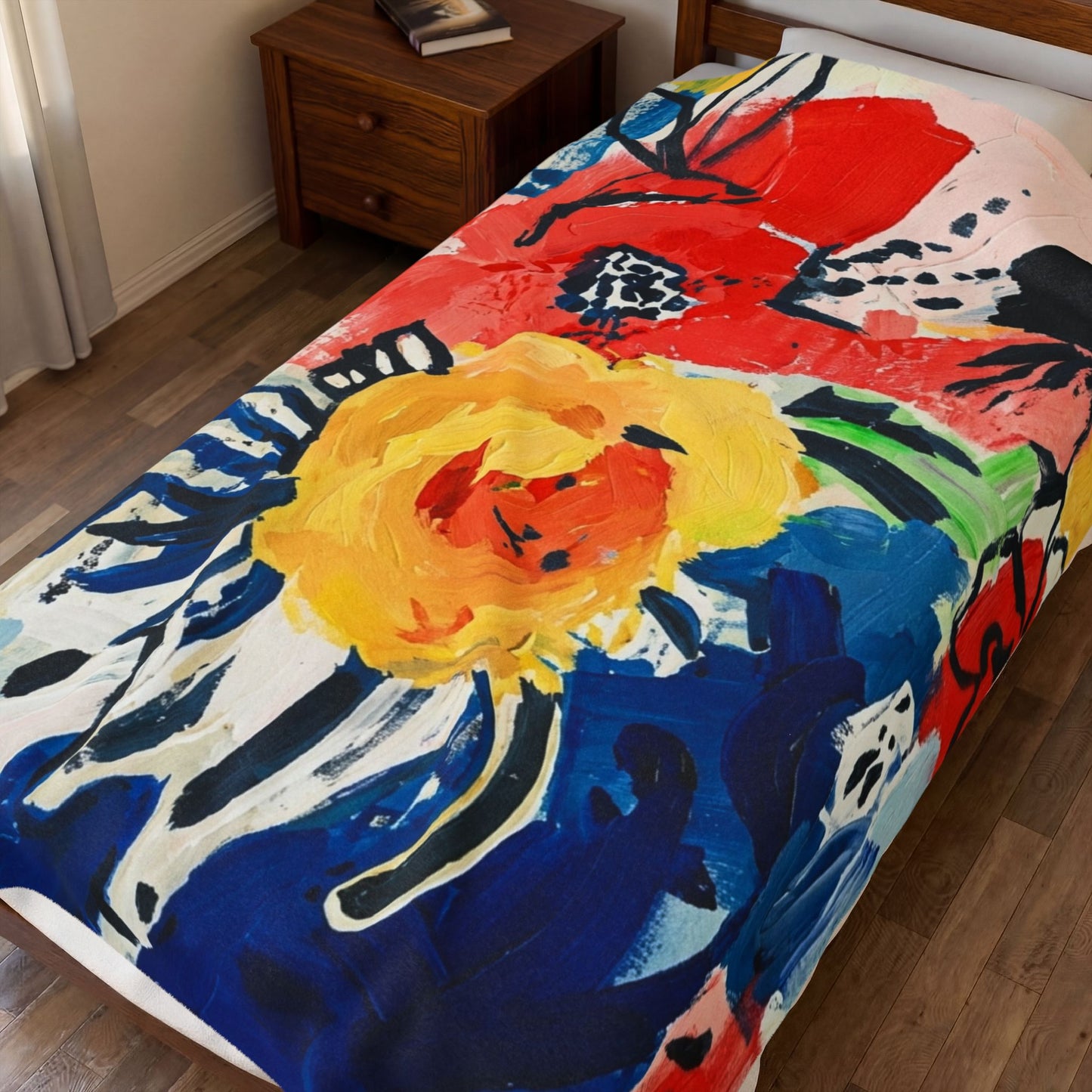 Abstract Flora Velveteen Plush Blanket