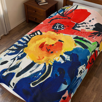 Abstract Flora Velveteen Plush Blanket