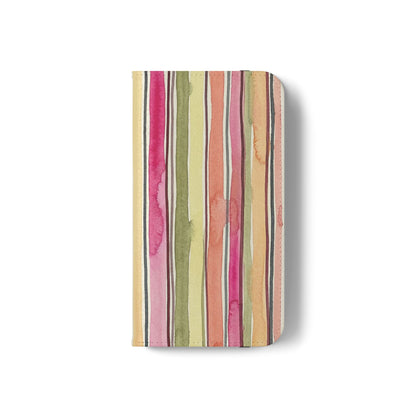 Summer Stripe Vegan Leather Flip Case
