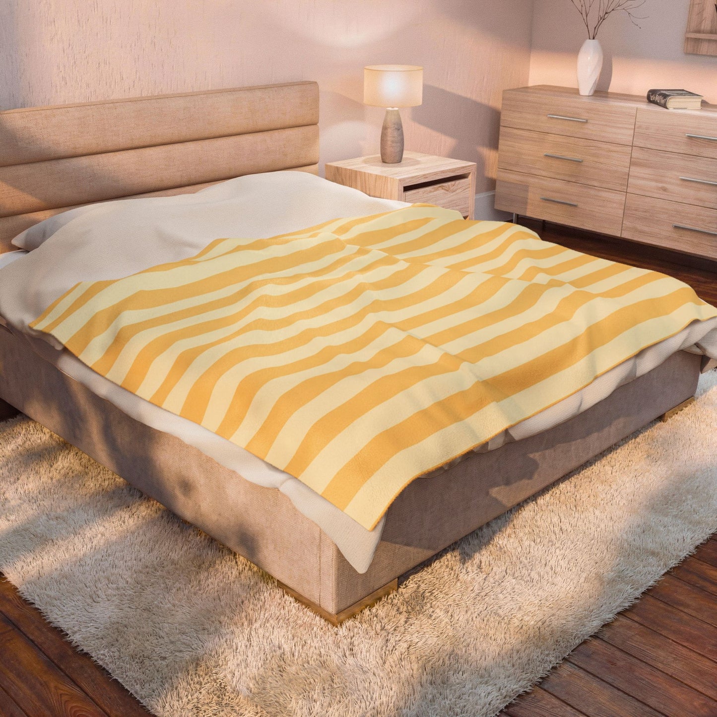 Buttercup Stripe Velveteen Plush Blanket