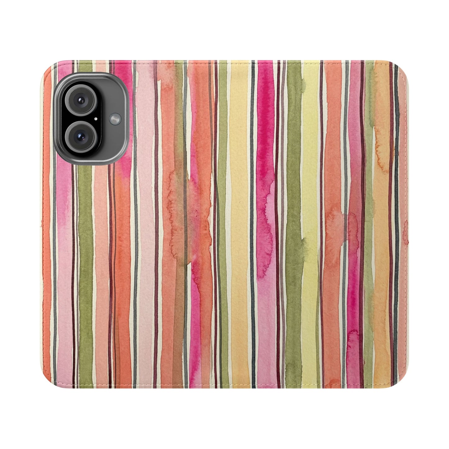 Summer Stripe Vegan Leather Flip Case