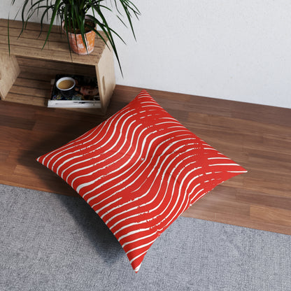 Scarlet Tide Square Tufted Floor Pillow