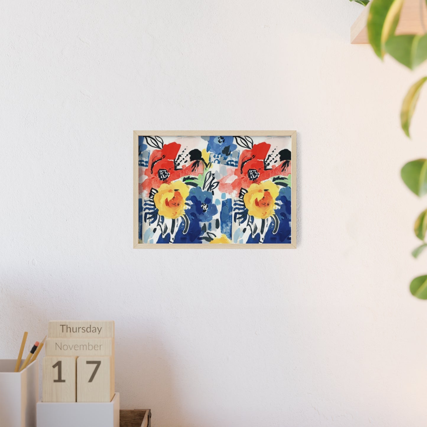 Abstract Flora Wood Framed Posters