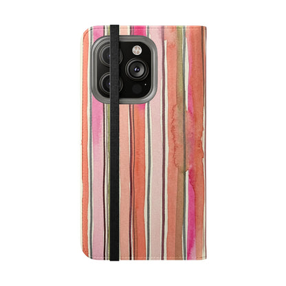 Summer Stripe Vegan Leather Flip Case