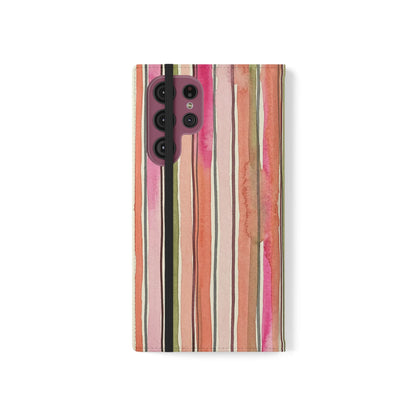 Summer Stripe Vegan Leather Flip Case