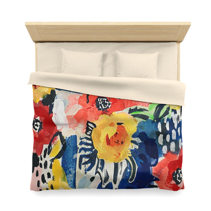 Abstract Flora Microfiber Duvet Cover