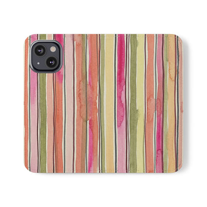 Summer Stripe Vegan Leather Flip Case
