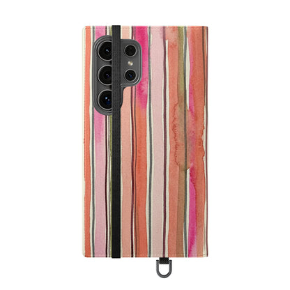 Summer Stripe Vegan Leather Flip Case