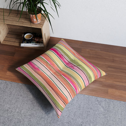 Summer Stripe Square Tufted Floor Pillow