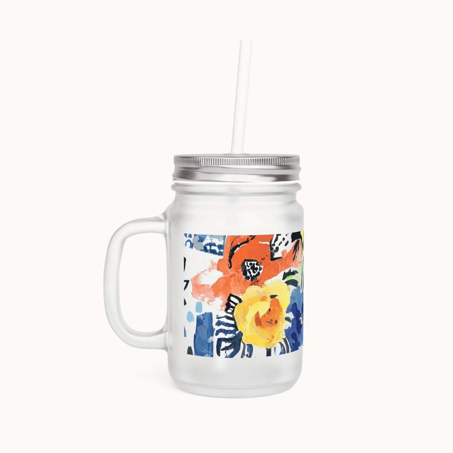 Abstract Flora Mason Jar Tumbler