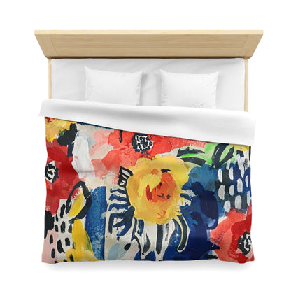 Abstract Flora Microfiber Duvet Cover