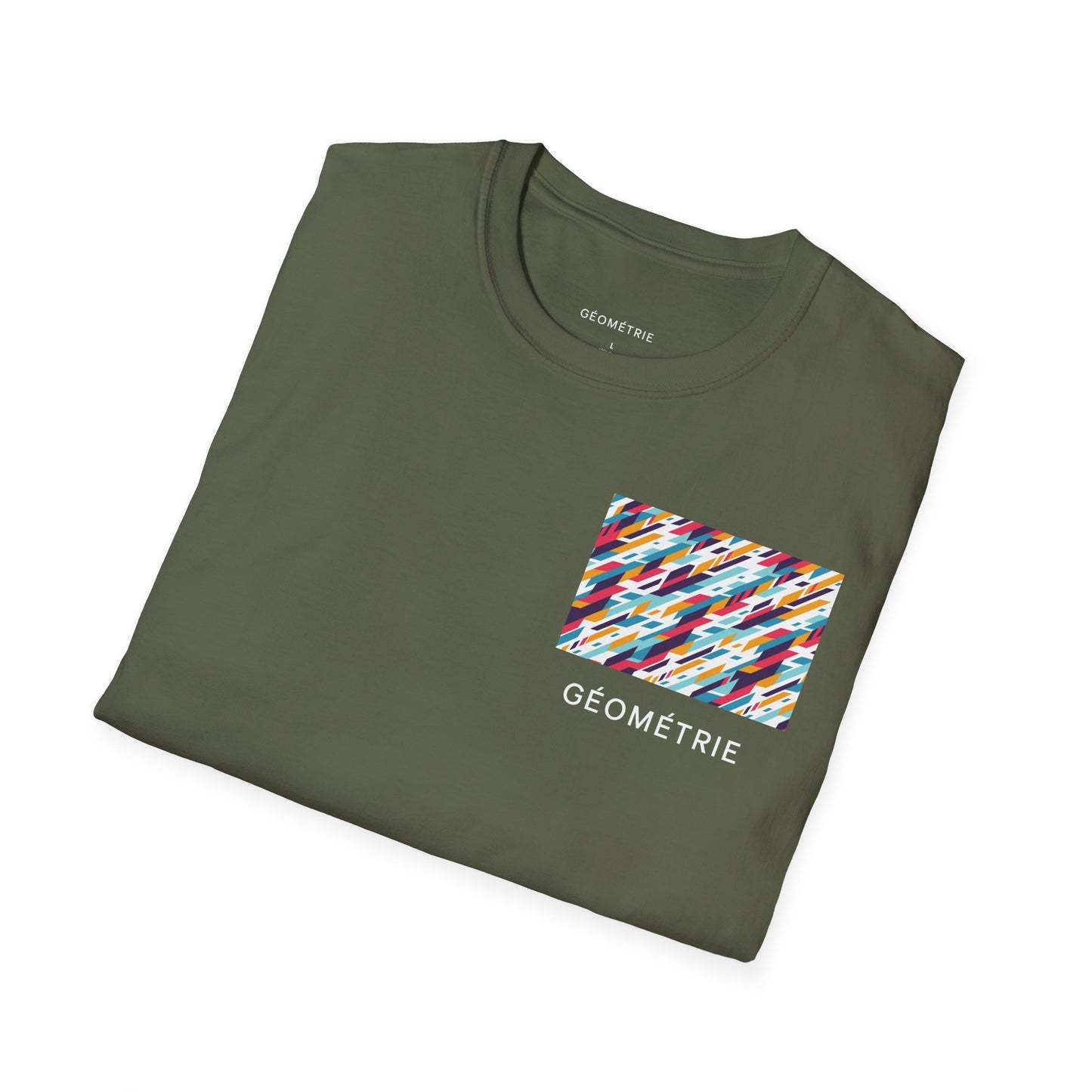 Colorful Geometric Unisex Softstyle T-Shirt, Casual Wear, Gift for Art Lovers, Everyday Comfort T-Shirt, Trendy Graphic Tee