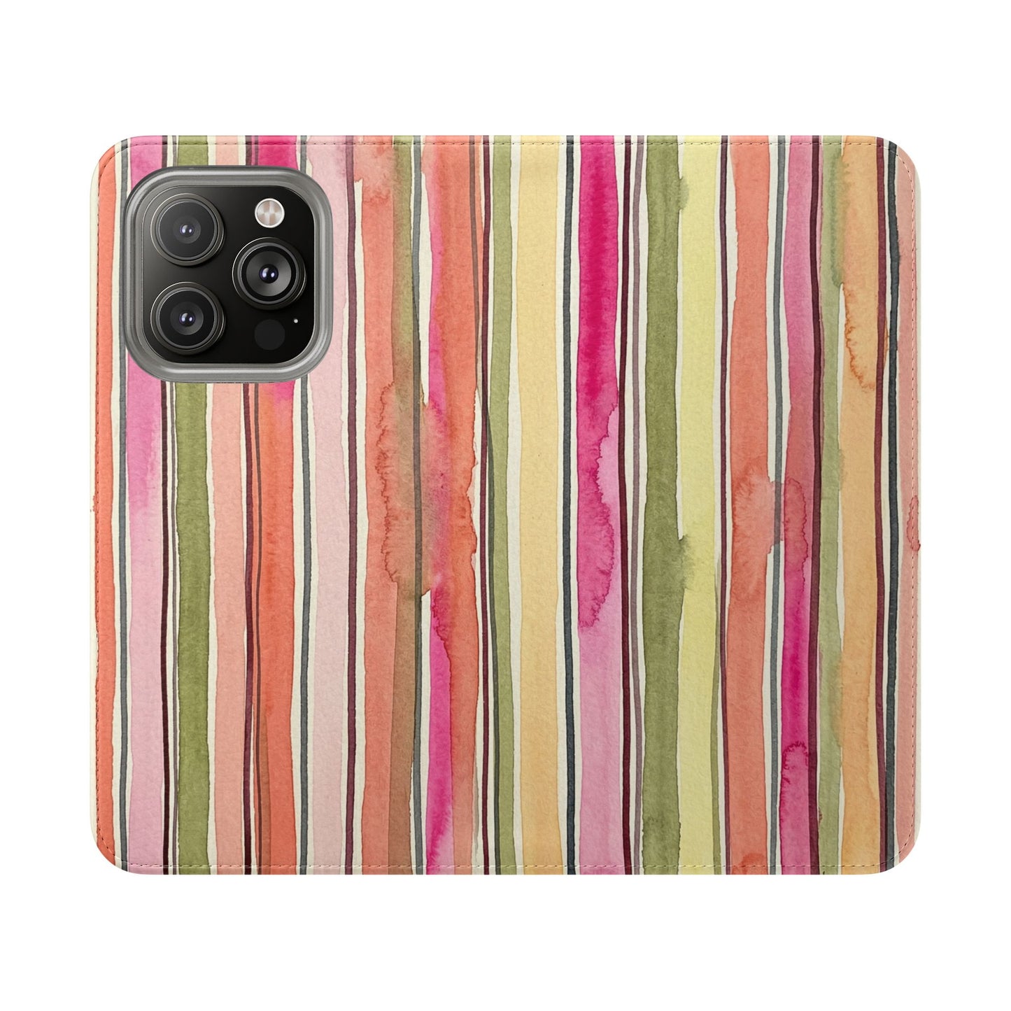 Summer Stripe Vegan Leather Flip Case