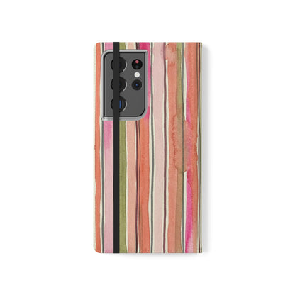 Summer Stripe Vegan Leather Flip Case