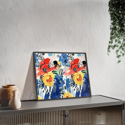 Abstract Flora Wood Framed Posters