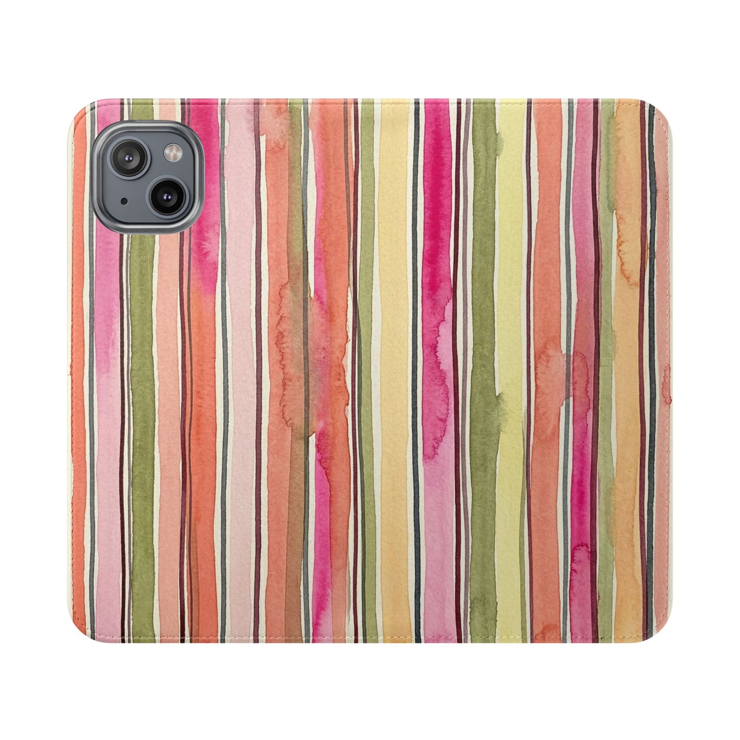 Summer Stripe Vegan Leather Flip Case