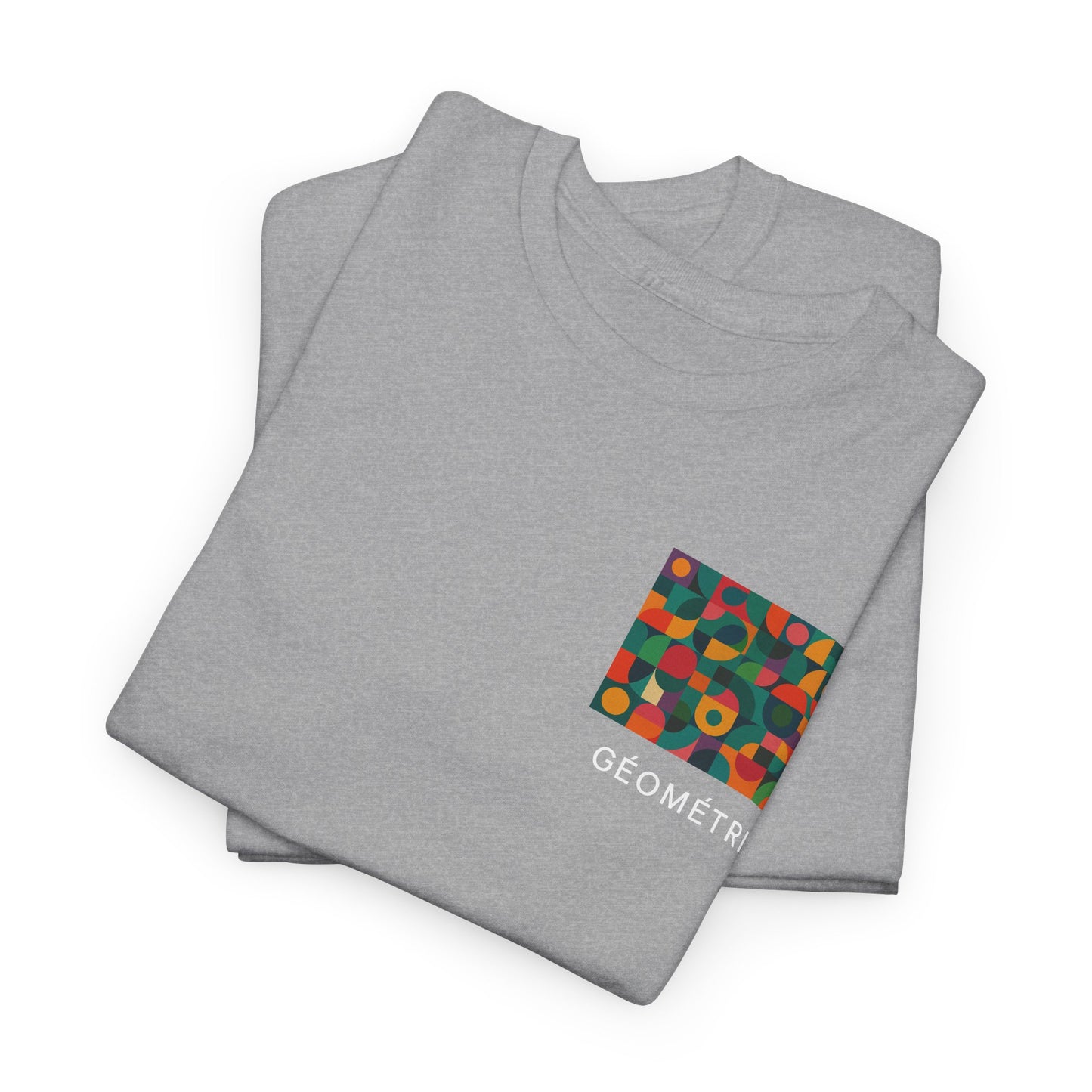 Colorful Geometric Print Unisex Heavy Cotton Tee, Comfortable Graphic T-Shirt, Casual Wear, Gift for Art Lovers, Everyday Style