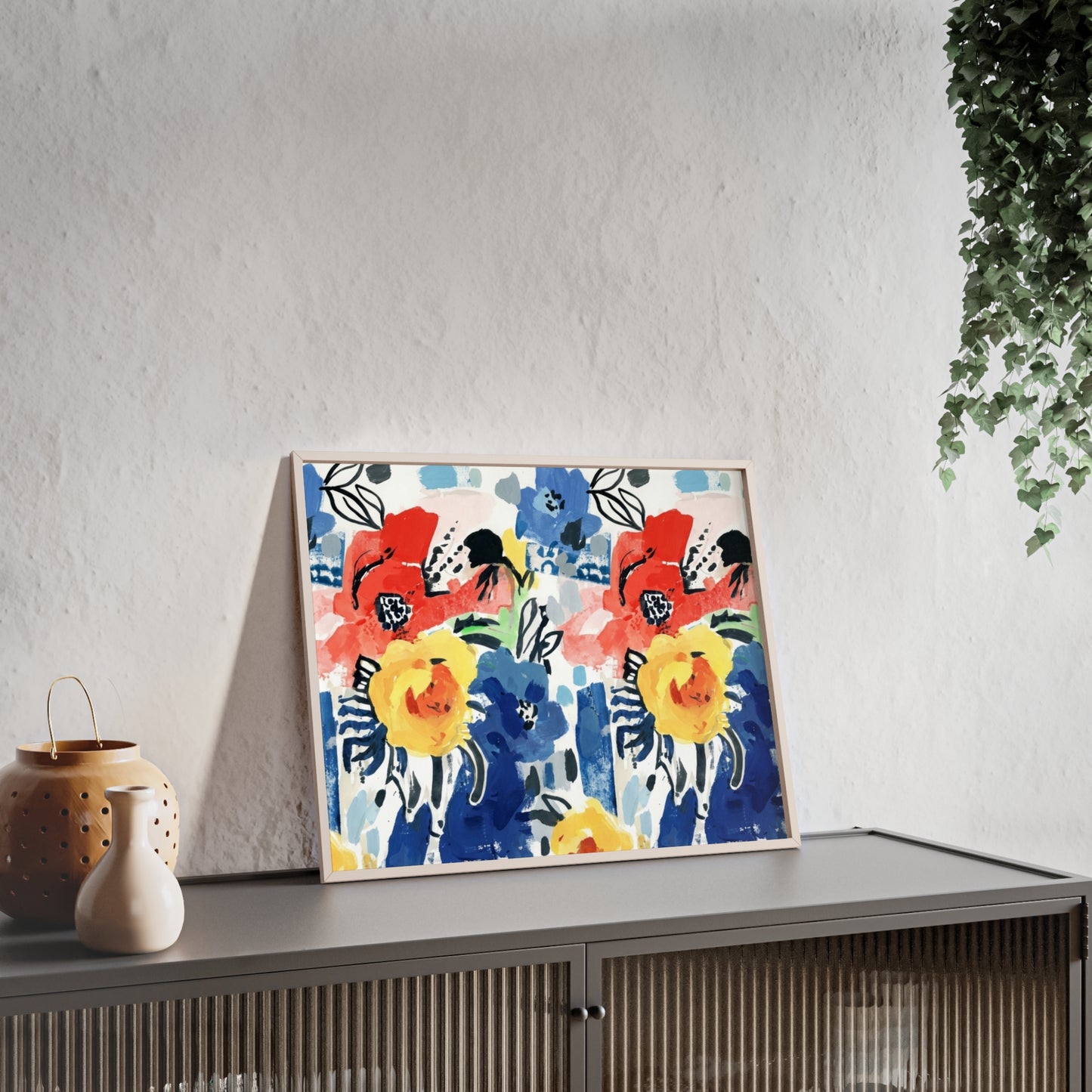 Abstract Flora Wood Framed Posters