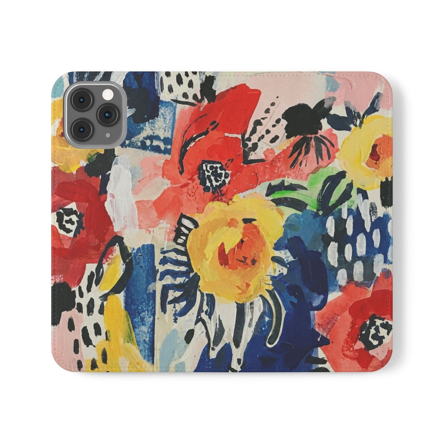 Abstract Flora Vegan Leather Flip Case