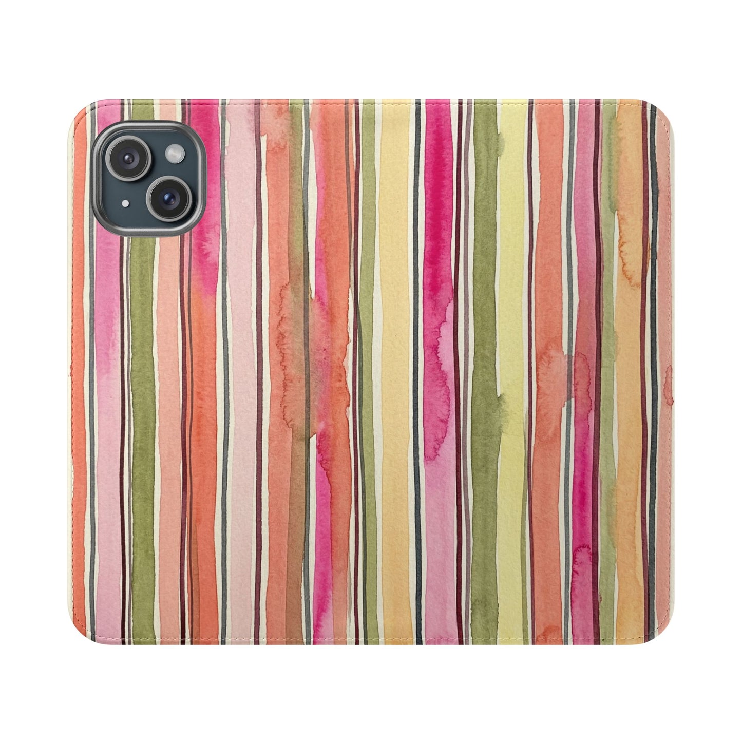 Summer Stripe Vegan Leather Flip Case