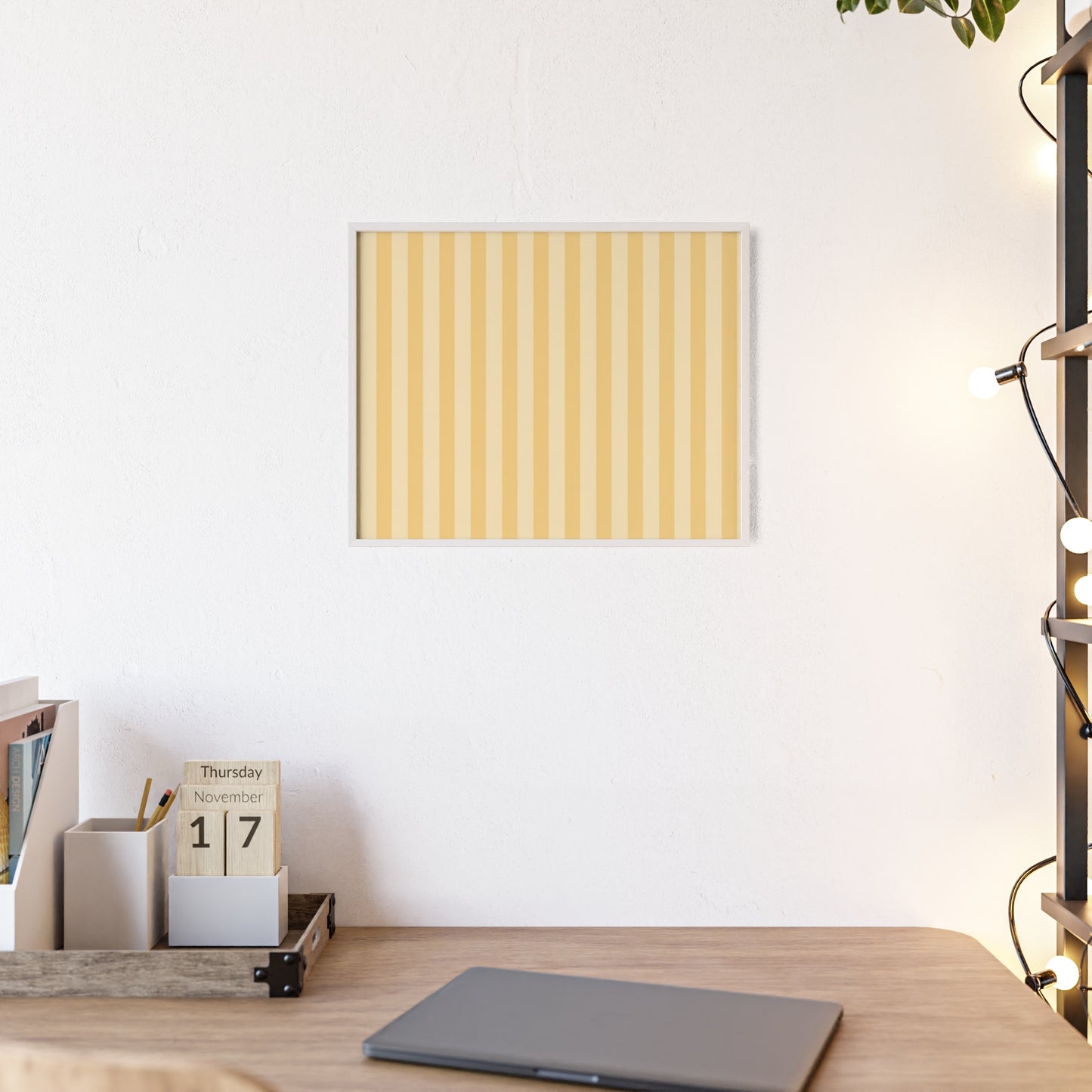 Buttercup Stripe Wood Framed Posters