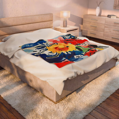 Abstract Flora Velveteen Plush Blanket