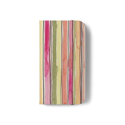 Summer Stripe Vegan Leather Flip Case
