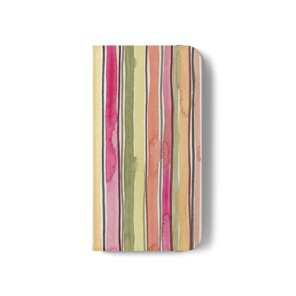 Summer Stripe Vegan Leather Flip Case
