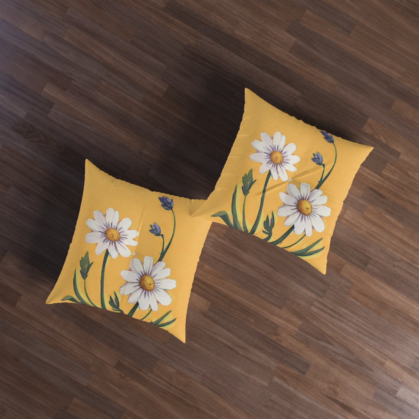 Spring Daisies Square Tufted Floor Pillow