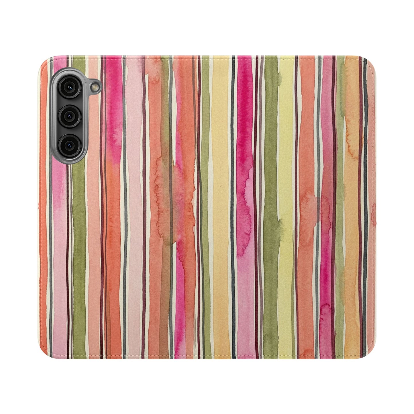Summer Stripe Vegan Leather Flip Case