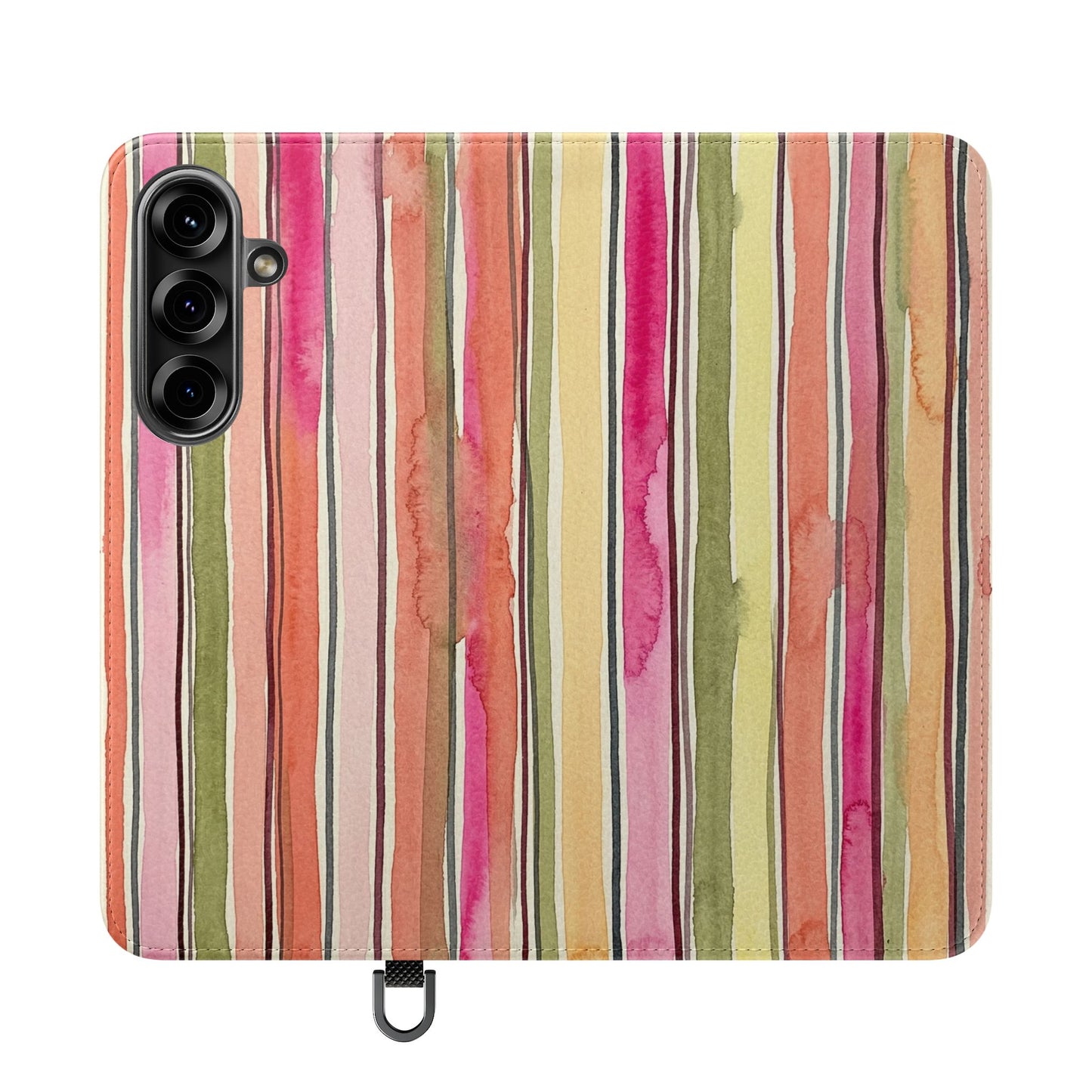 Summer Stripe Vegan Leather Flip Case