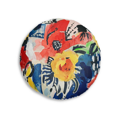 Abstract Flora Tufted Floor Pillow