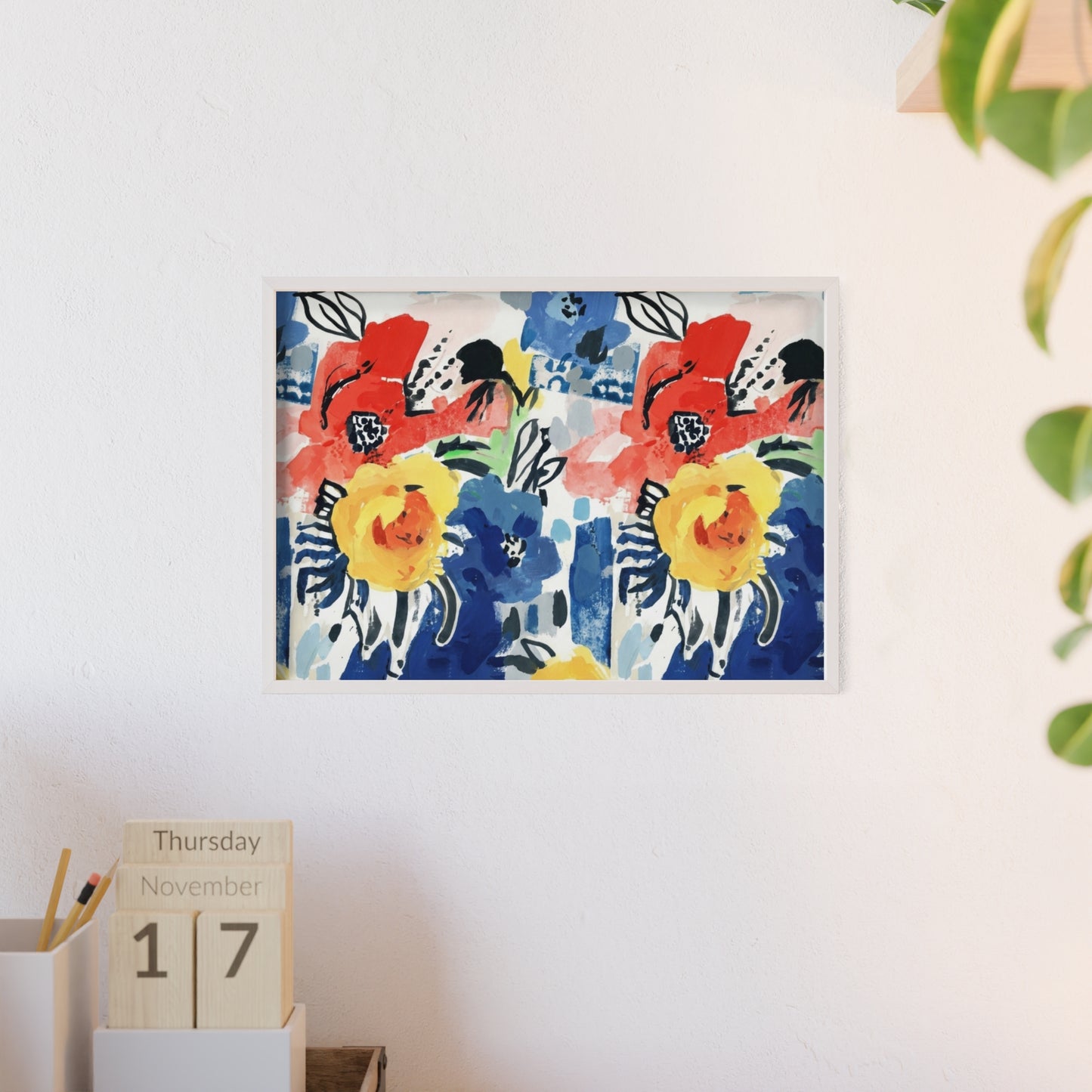 Abstract Flora Wood Framed Posters