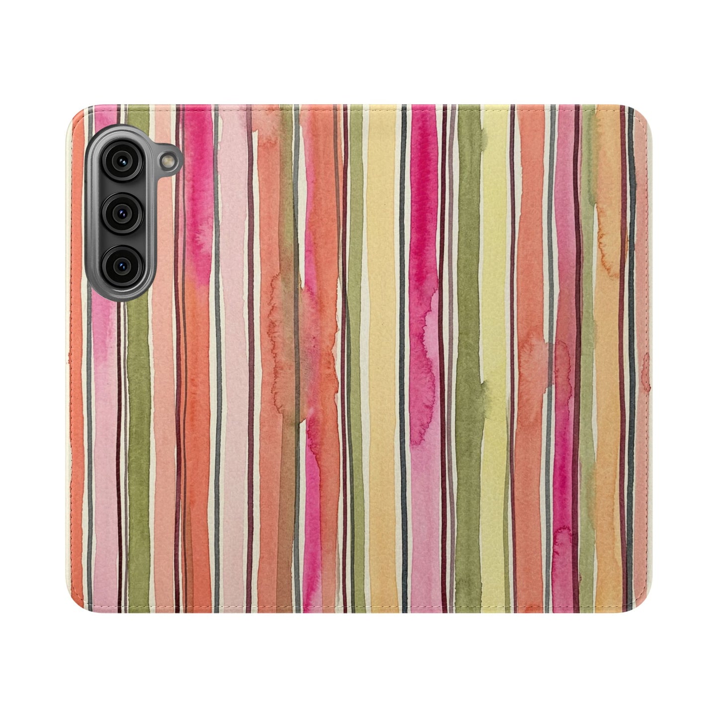 Summer Stripe Vegan Leather Flip Case