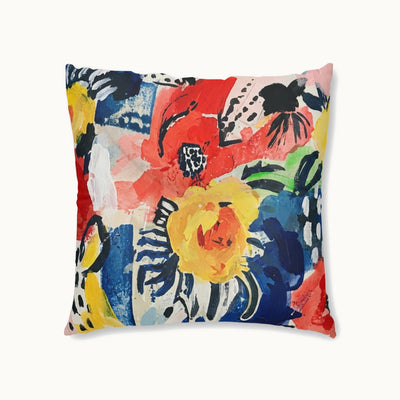 Abstract Flora Square Tufted Floor Pillow