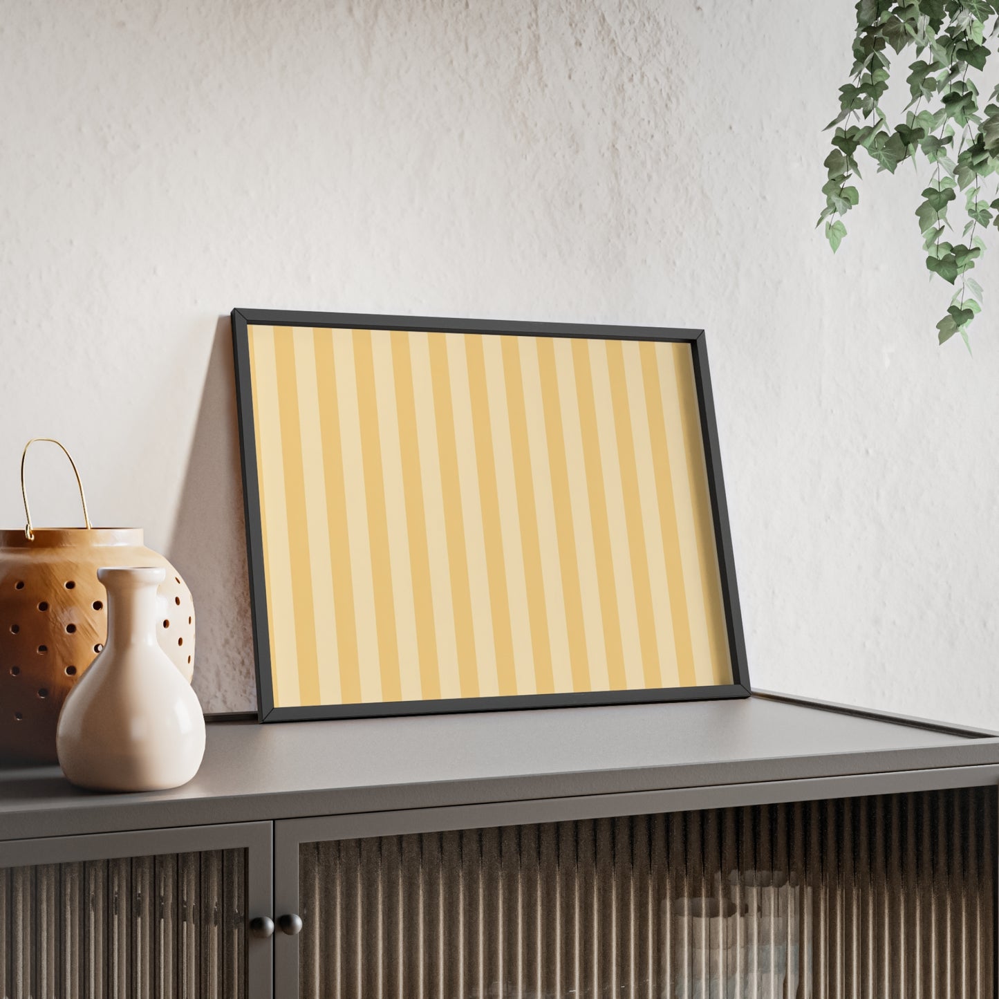 Buttercup Stripe Wood Framed Posters
