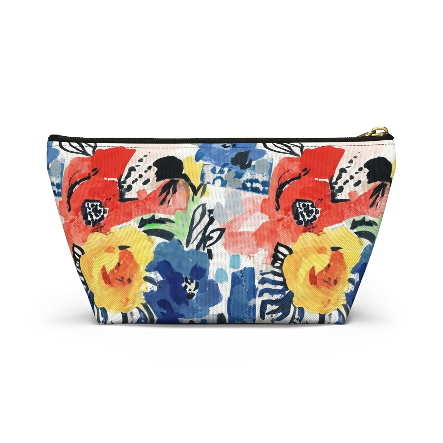 Abstract Flora Accessory Pouch with T-bottom