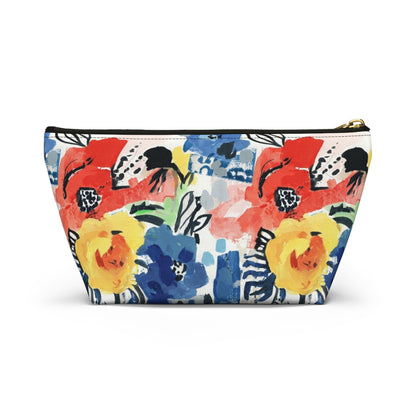 Abstract Flora Accessory Pouch with T-bottom