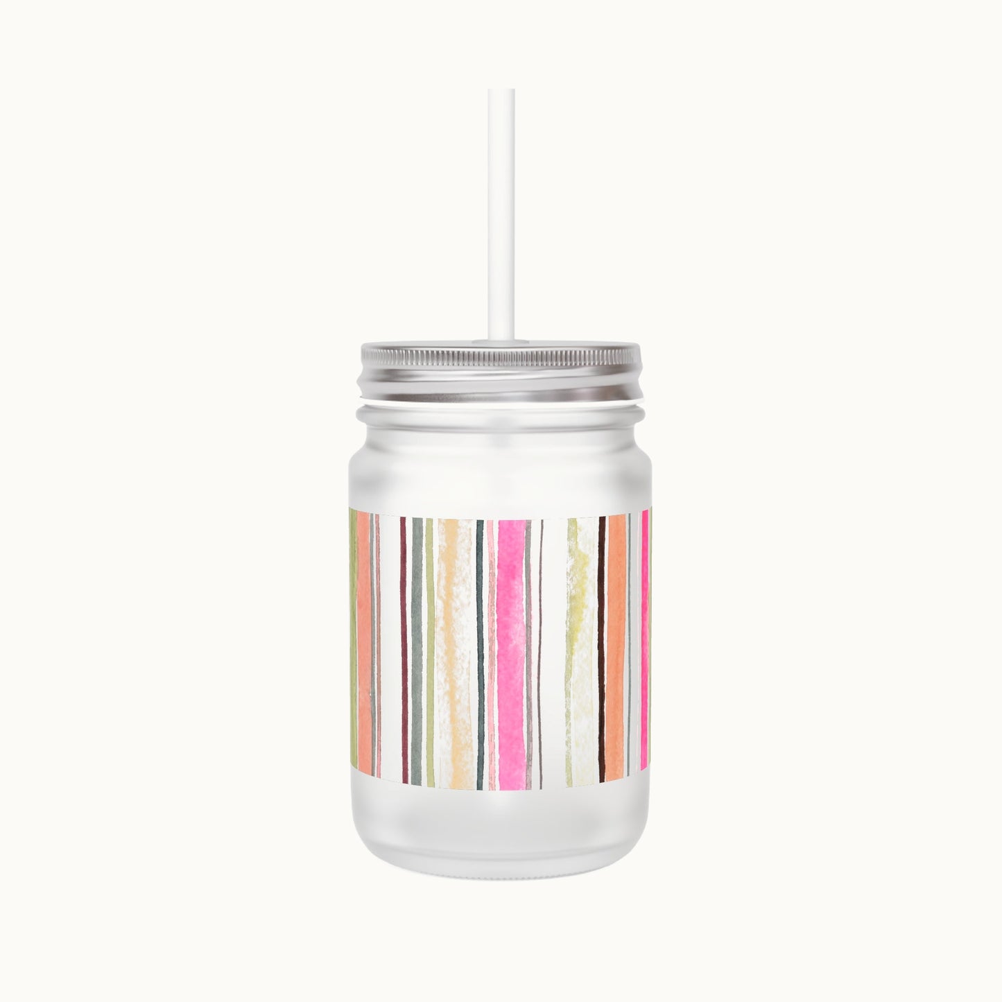 Summer Stripe Mason Jar Tumbler