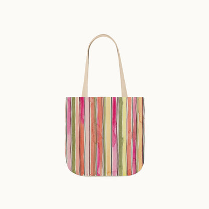 Summer Stripe Tote Bag with 5-Color Straps
