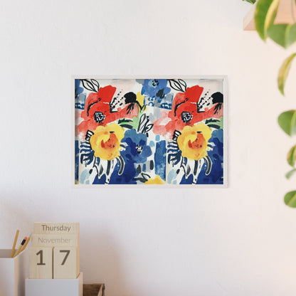 Abstract Flora Wood Framed Posters