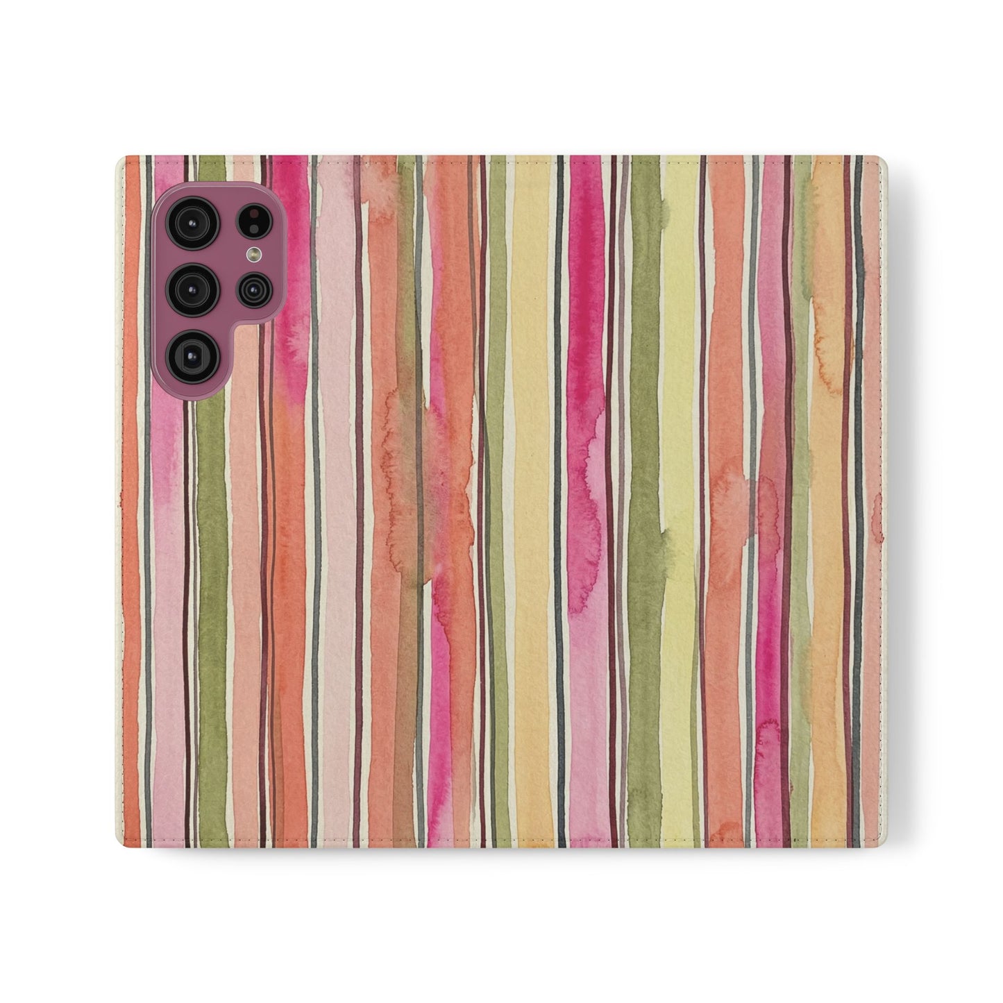 Summer Stripe Vegan Leather Flip Case