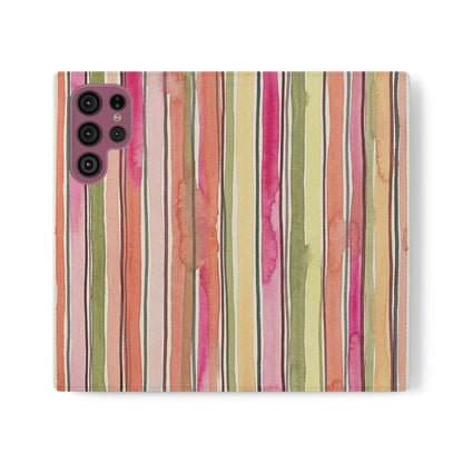 Summer Stripe Vegan Leather Flip Case