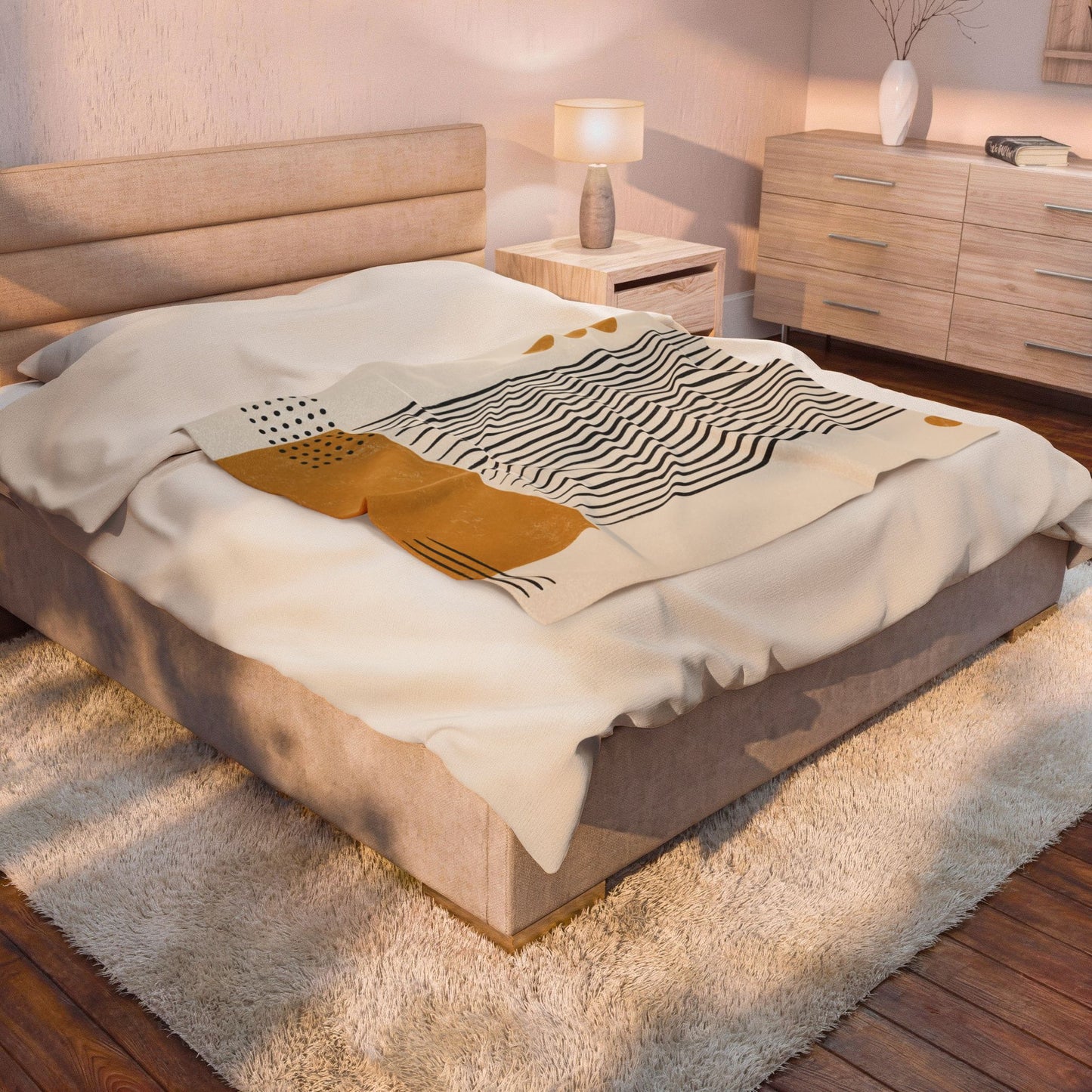 Ochre Cadence Velveteen Plush Blanket
