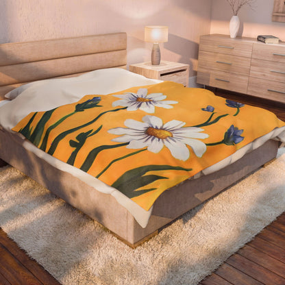 Spring Daisies Velveteen Plush Blanket