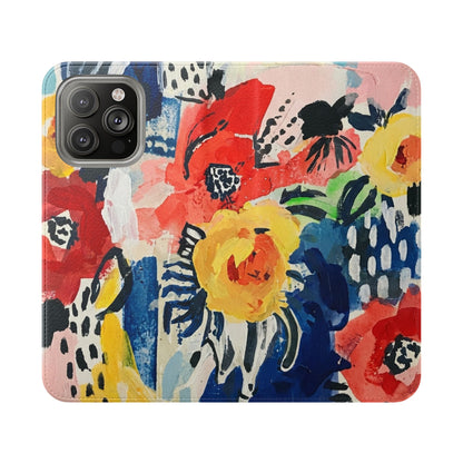 Abstract Flora Vegan Leather Flip Case