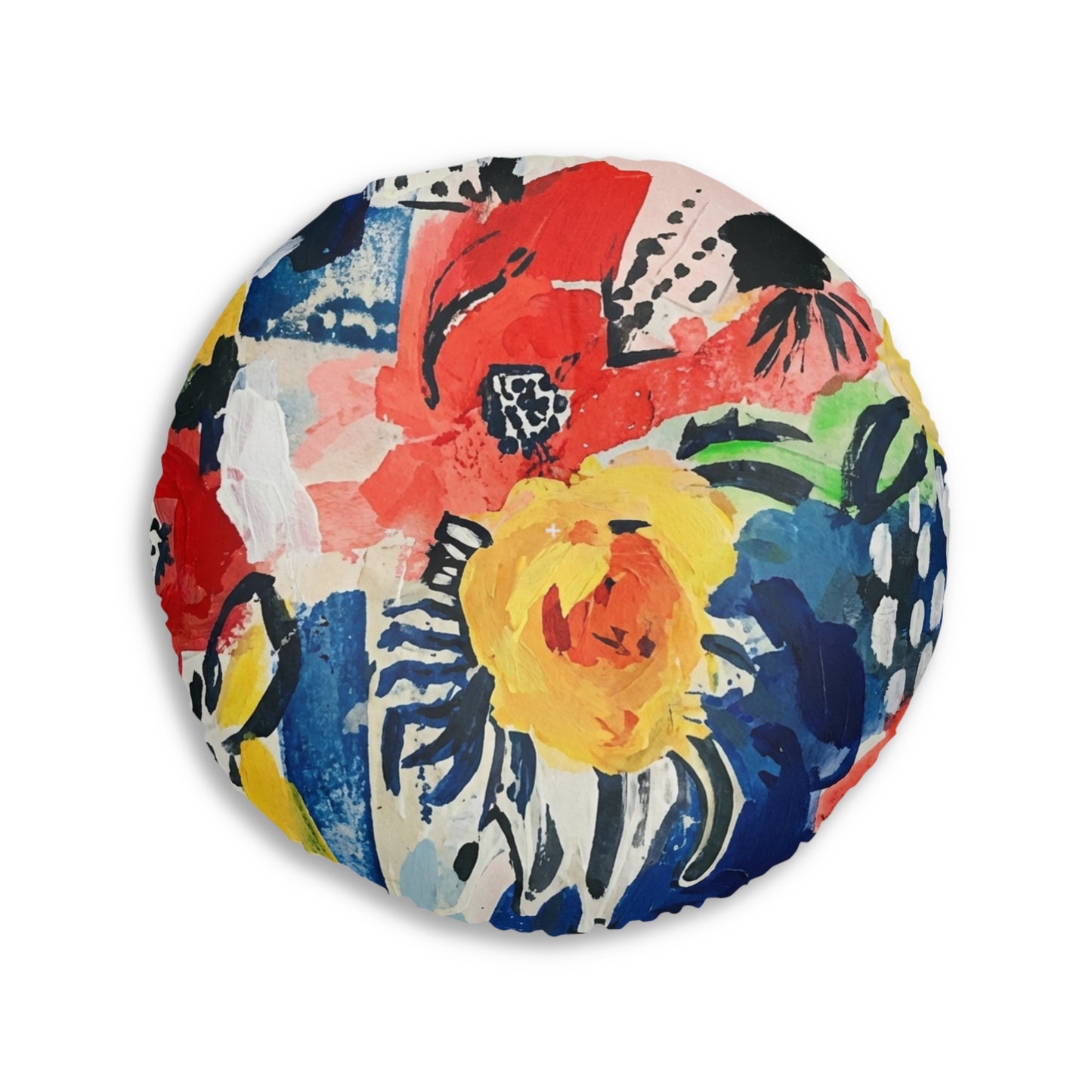 Abstract Flora Tufted Floor Pillow