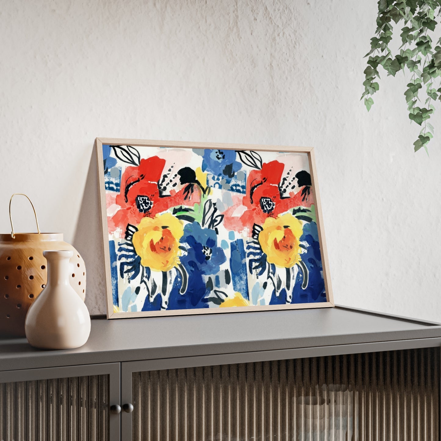 Abstract Flora Wood Framed Posters