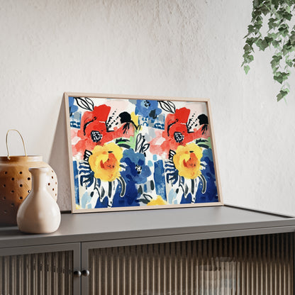 Abstract Flora Wood Framed Posters